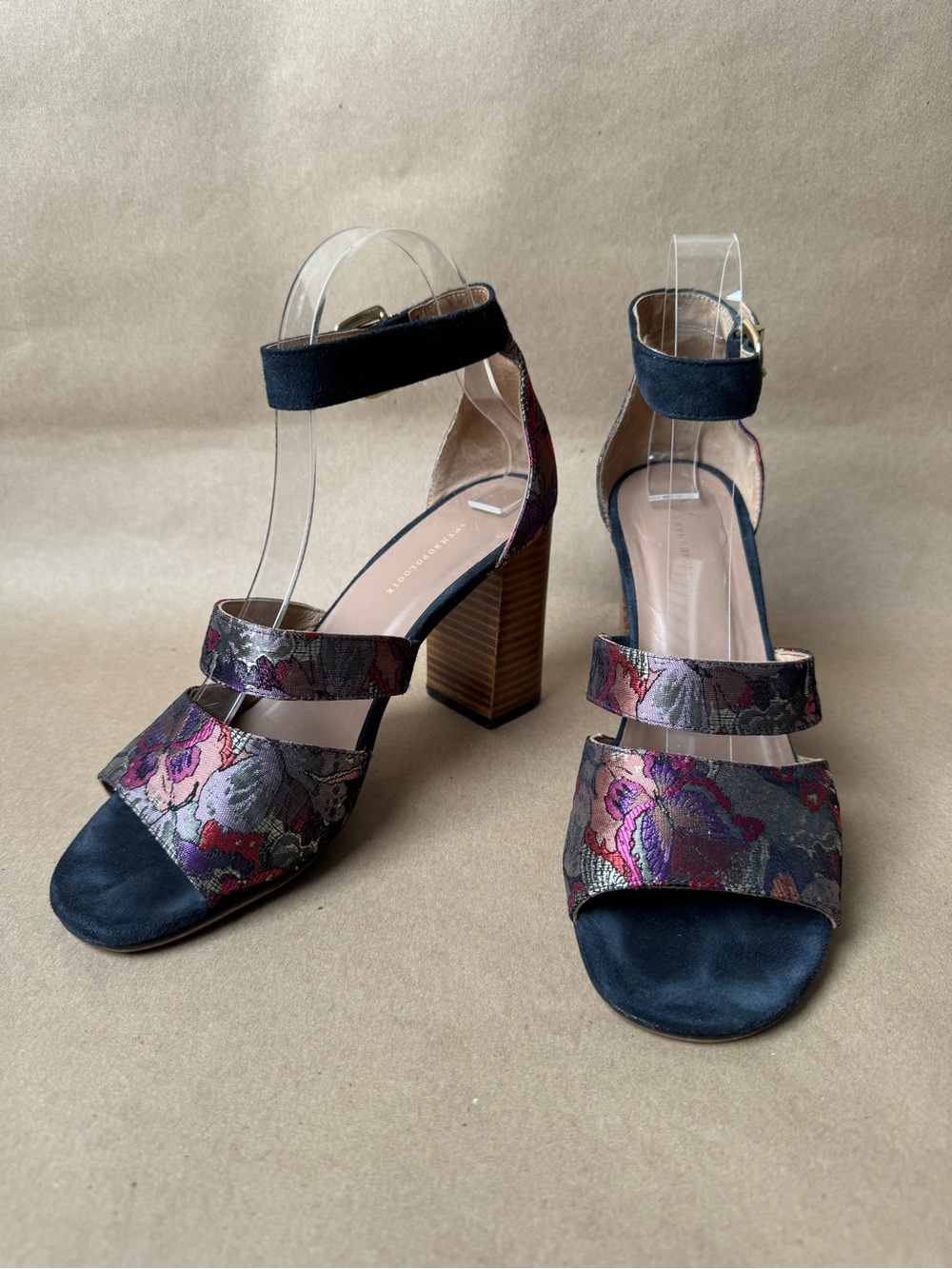 Anthropologie Jacquard Strappy Formal Block Heels (Women’s US size 7.5 EUR 38)